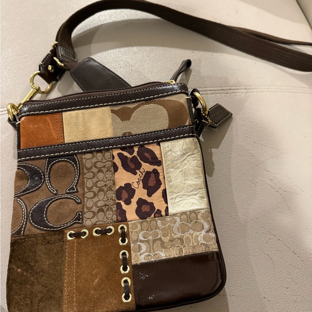 Coach Patchwork Crossbody in Brown, Tan and Cream